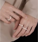 InzheG Stretch Freshwater Pearl Rings with 14k gold plated Beaded Adjustable Stackable rings Holiday Gift for Women Girls - Image 4